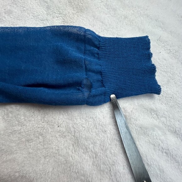 Lafayette 148 New York Womens Blue Sheer V-Neck Button Cardigan Sweater New $398 - Picture 4 of 8